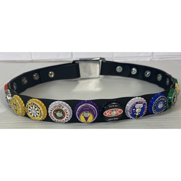 Little Earth Retro Bottle Cap Belt, 32-34" W/ Seat Belt Buckle - Picture 2 of 6